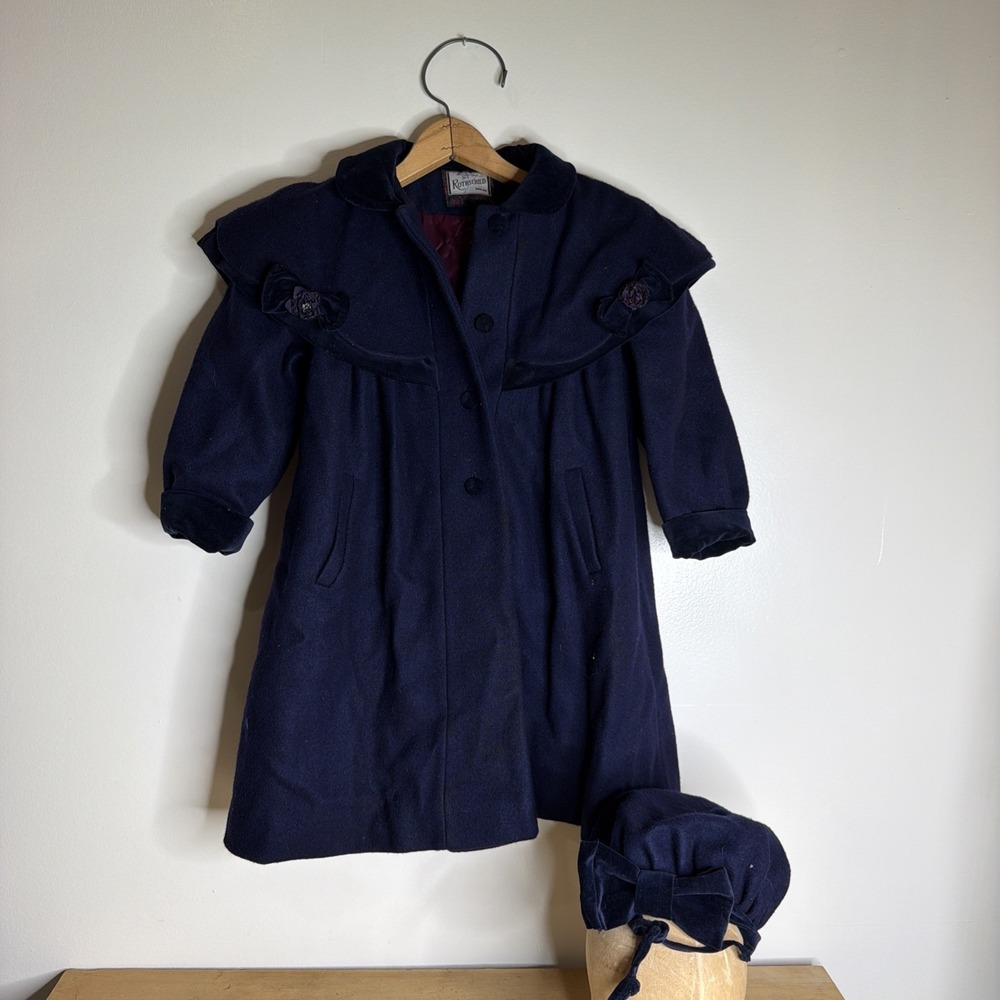 Rothschild Coat Girls Size 6 Navy Dressy Winter Coat with Hat